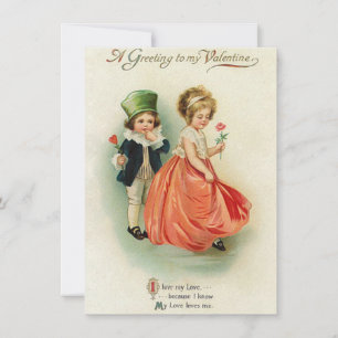Cartão De Notas Adorável Casal de Namorados Vintage Menino Menina