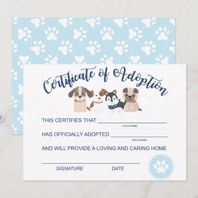 Cartão De Notas Adotar um Certificado de Aprovação de Aniversário  (Frente/Verso)