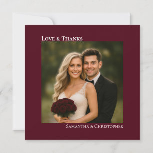 Cartão De Notas Agradecimento de Casamento Burgundy Amor & Gratidã