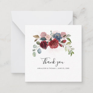 Cartão De Notas Agradecimento de Casamento em Letra Floral Aquarel