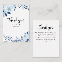 Cartão De Notas Agradecimento de Casamento Floral Francês Azul Mod