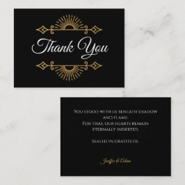 Cartão De Notas Agradecimento de casamento gótico preto e dourado 