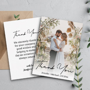 Cartão De Notas Agradecimento de Foto de Casamento com Roteiro Org