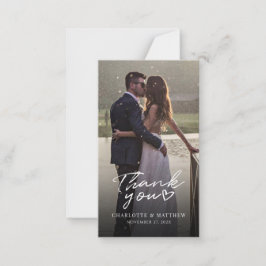 Cartão De Notas Agradecimento de Foto do Dia do Casamento com Letr