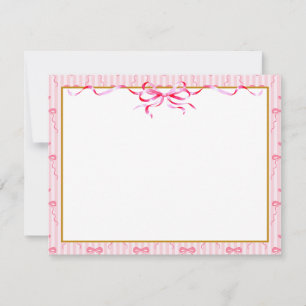 Cartão De Notas Agradecimento Fita Rosa Aquarela Vintage