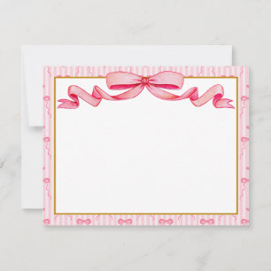 Cartão De Notas Agradecimento Fita Rosa Aquarela Vintage