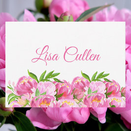 Cartão De Notas Agradecimento Personalizado com Peônias Rosa em Aq
