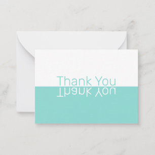 Cartão De Notas Agradecimento Personalizado Moderno Branco e Aqua 