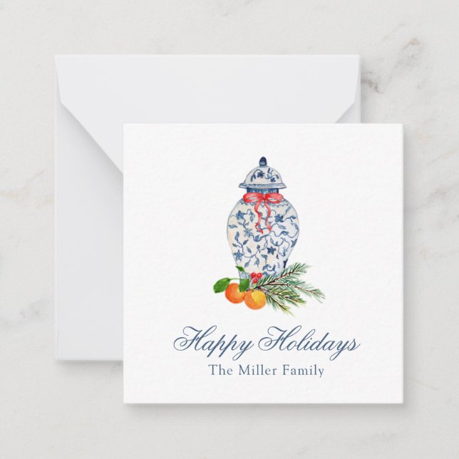 Cartão De Notas Água azul e gengibre branco Natal (Frente)