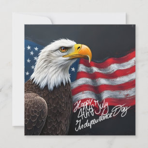 Cartão De Notas Águia-careca com Bandeira Americana Arte de 4 de J