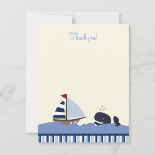 Cartão De Notas Ahoy Mate Blue Whale 4x5 Flat Obrigado Nota