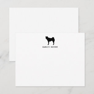 Cartão De Notas Akita Personalizado Monograma Cachorro Preto e Bra