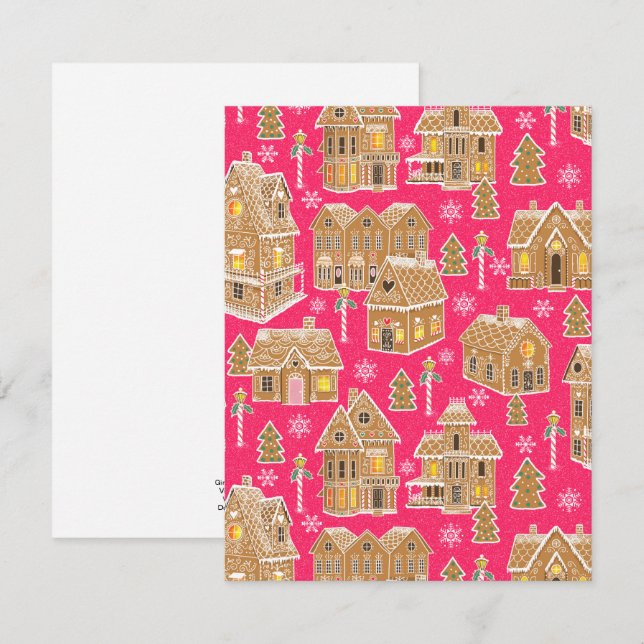 Cartão De Notas Aldeia de Pão de Gengibre de Feriado (Frente/Verso)