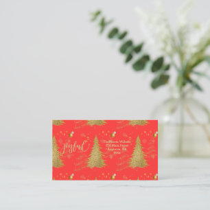 Cartão De Notas Alegre Dourado no Natal Vermelho