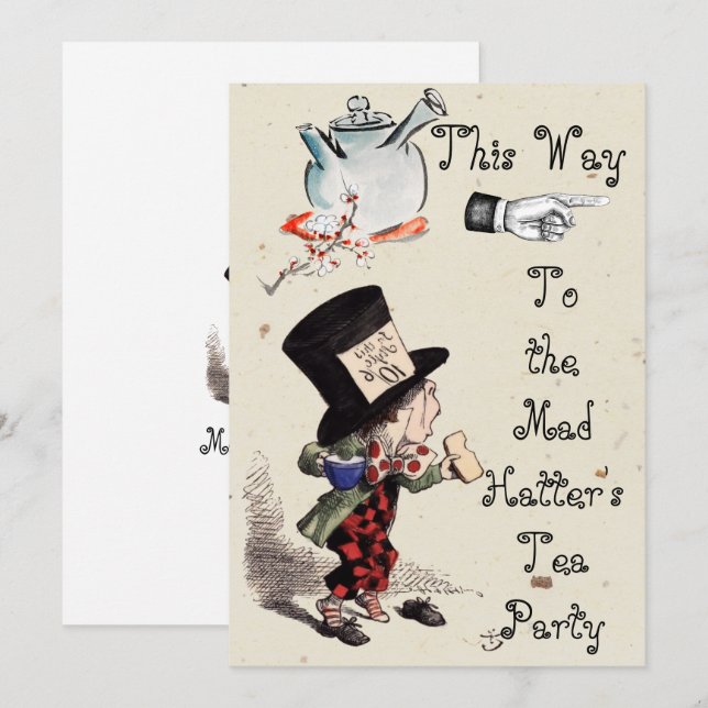 Cartão De Notas Alice - Festa do Chá de Mad Hatter 1865 (Frente/Verso)