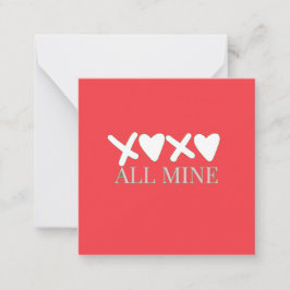 Cartão De Notas ALL MINE XOXO Valentine Shirt - Minimal Love Desig