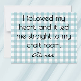 Cartão De Notas All-Occasion Name Blue and White Gingham Flat