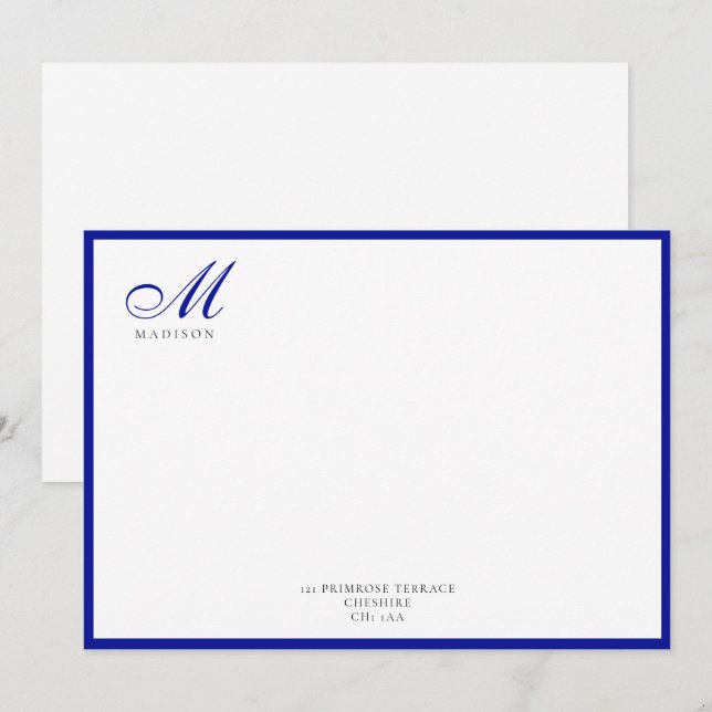 Cartão De Notas Almirante Elegante de Script de Caligrafia Moderna (Frente/Verso)