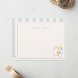 Cartão De Notas Alpaca de Aquarela Doce com Balão Azul Claro
