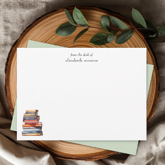 Cartão De Notas Amante de Livros Elegantes Personalizados Da Mesa