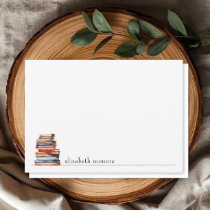 Cartão De Notas Amantes de livros personalizados minimalistas eleg