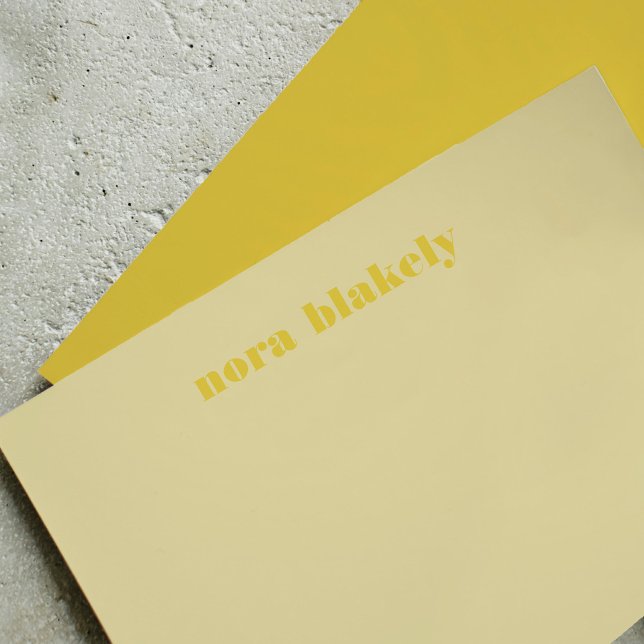 Cartão De Notas Amarelo Amarelo Simples Personalizado (Butter Yellow Simple Personalized Note Card)
