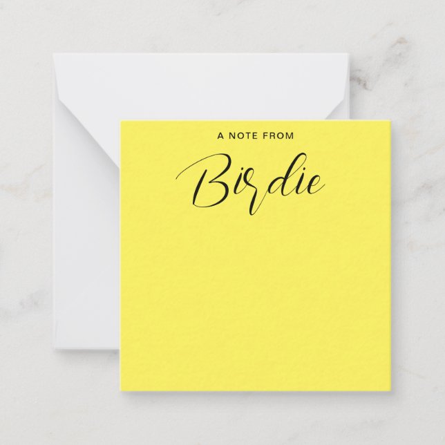 Cartão De Notas Amarelo de Caligrafia de Nome Personalizado (Frente)