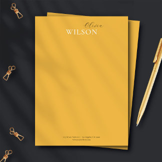 Cartão De Notas Amarelo de mostarda de mostarda com script minimal