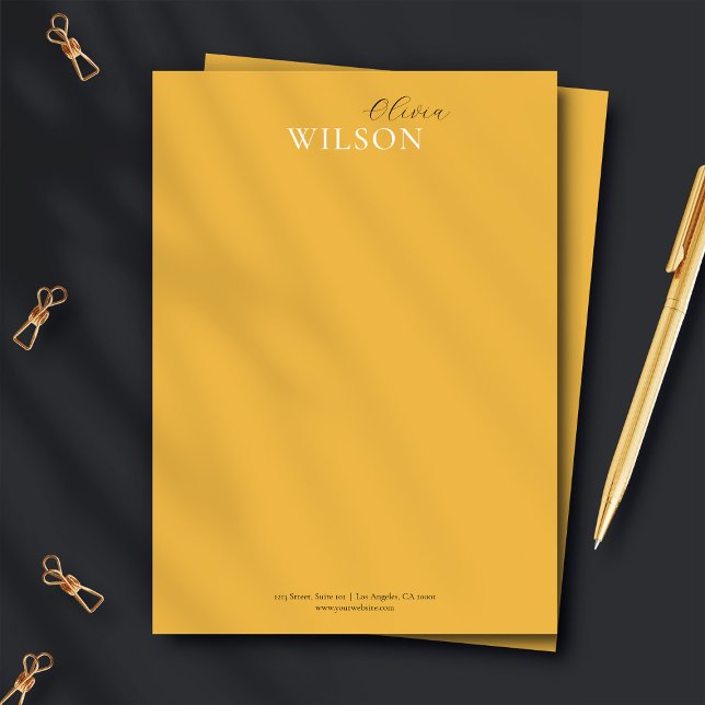 Cartão De Notas Amarelo de mostarda de mostarda com script minimal (Criador carregado)