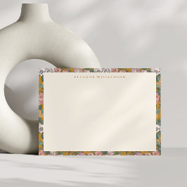 Cartão De Notas Amarelo Floral Moderno Boho Personalizado
