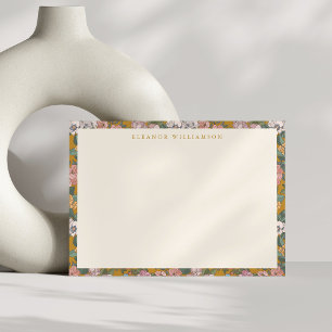 Cartão De Notas Amarelo Floral Moderno Boho Personalizado