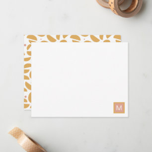 Cartão De Notas Amarelo Moderno Monograma Personalizado