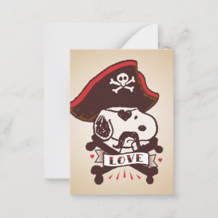 Cartão De Notas Amendoins Tatuagem de Pirata Snoopy no Dia dos N