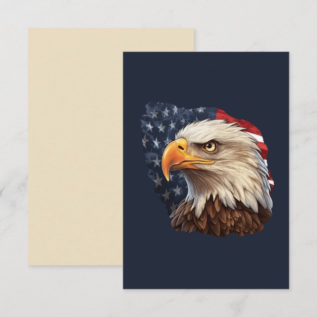 Cartão De Notas American Flag Bald Eagle (Frente/Verso)