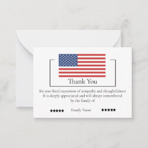 Cartão De Notas American Flag On After Funeral Obrigado Cards