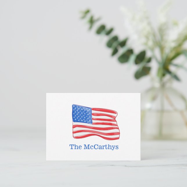 Cartão De Notas American Flag Preppy Personalizado (Em pé/Frente)