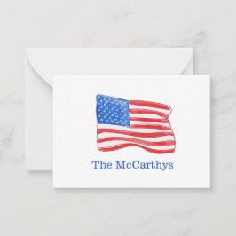 Cartão De Notas American Flag Preppy Personalizado