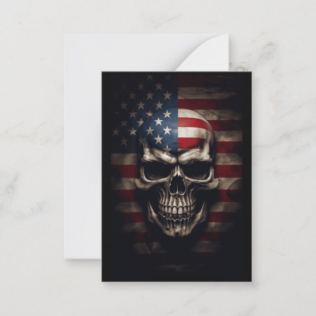 Cartão De Notas American Flag Skull (Frente)