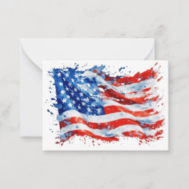 Cartão De Notas American Flag USA Watercolor 4 de julho