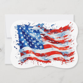 Cartão De Notas American Flag USA Watercolor 4 de julho