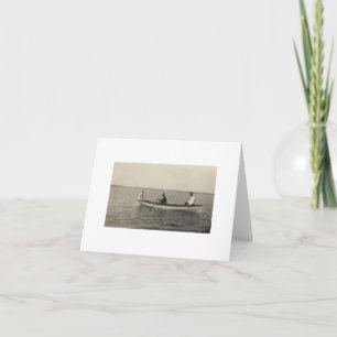 Cartão De Notas Amigos Antigos de Barco em Foto Real Antiga