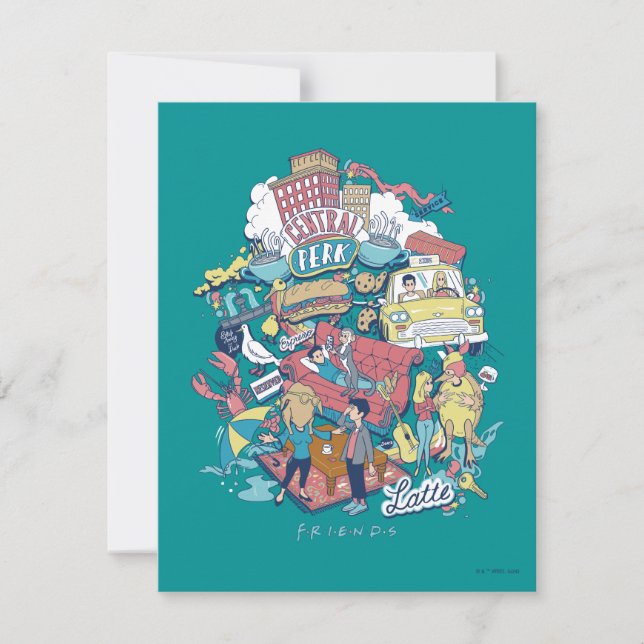 Cartão De Notas AMIGOS™ | Colagem de Cartoons (Frente)