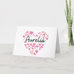 Cartão De Notas Amo Aurelia - Corações para Aurelia