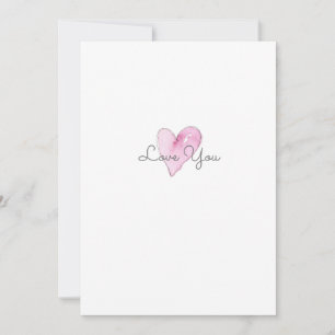 Cartão De Notas Amo-Te Artisan Pink Watercolor Padrão Coração