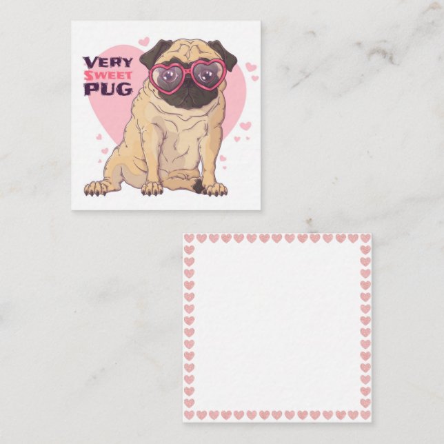 Cartão De Notas Amor Pug (Frente/Verso)