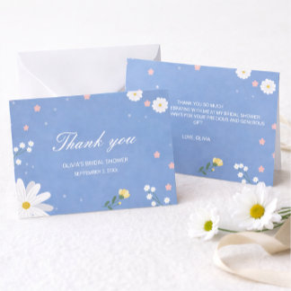 Cartão De Notas An elegant wedding in light blue with wildflowers.