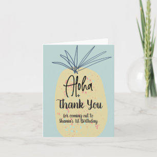 Cartão De Notas Ananás Aniversário Tropical Verão Aloha Obrigado
