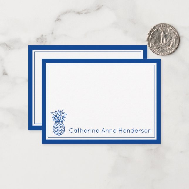 Cartão De Notas Ananás Marinho tropical de pré-disquete personaliz (Frente/Verso In Situ)