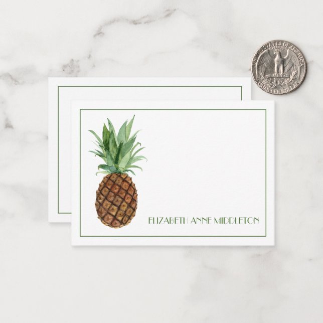Cartão De Notas Ananás Tropical de pré-disquete personalizado (Frente/Verso In Situ)