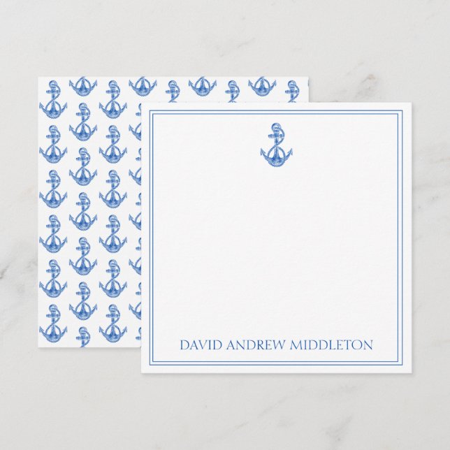 Cartão De Notas Anchor branco e azul de pré-disquete costeiro pers (Frente/Verso)